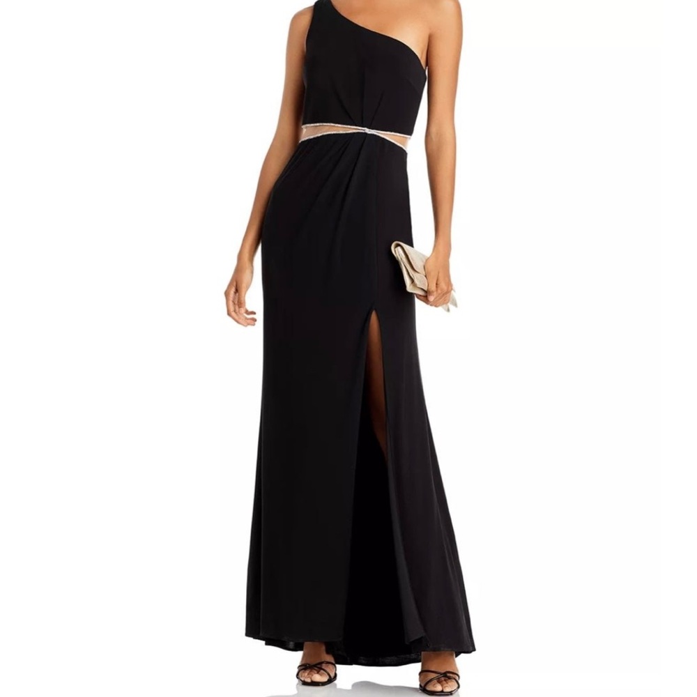 Aqua One Shoulder Cutout Waist Gown size 8